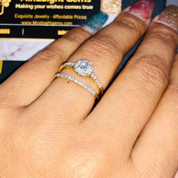 10k solid gold real solitaire diamond engagement bridal ring set free appraisal! - Picture 8 of 13